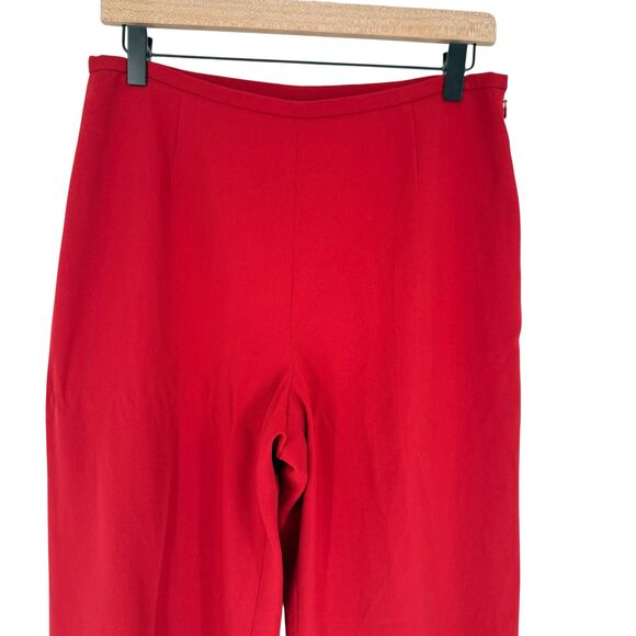 Ann Taylor Petites 10P High Rise Wide Leg Pants Red Lined Side Zip Career FLAW! - Picture 4 of 15